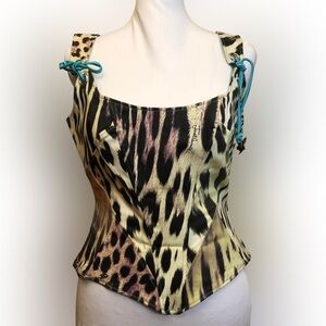 Just Cavalli by Roberto Cavalli Y2K Vintage Leopard Print Corset Top 🐆